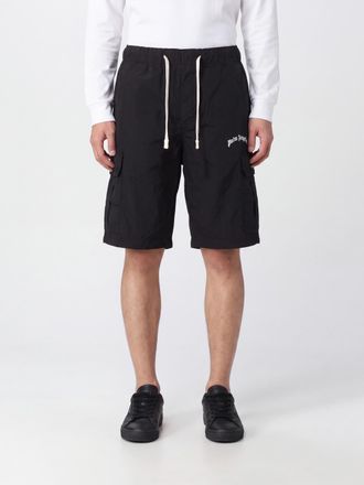 Palm Angels Knee-Length Cotton Cargo Shorts with Logo and Drawstring Waist