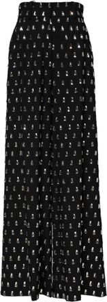 Dolce & Gabbana Womens Black Crystal Embellished Wide Leg Pants Virgin Wool Elastane