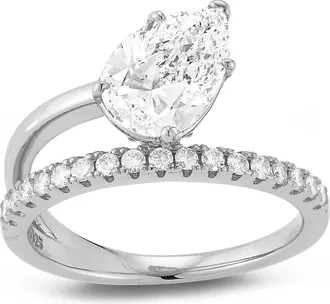 Glaze Jewelry Pear Cut Moissanite Asymmetric Band Ring in Silver at Nordstrom Rack, Size 9