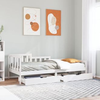 Berkfield Home Daybed with Drawers without Mattress White 90x200 cm Solid Wood