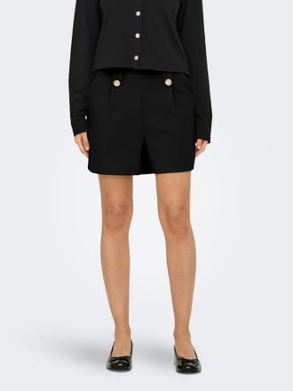 Only Shorts ONLY ONLSANIA TIE BUTTON SHORTS CS JRS, Damen, Gr. XS (34), N-Gr, schwarz, Obermaterial: 95% Polyester, 5% Elasthan, unifarben, regular fit kni