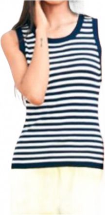 JUMPER 1234 Little Stripe Daisy Tank Top In Navy & White