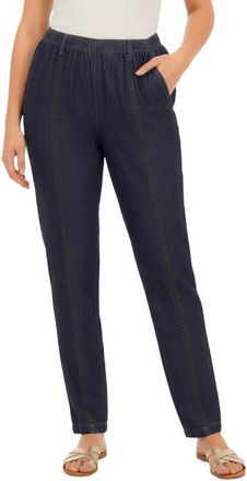 Roaman's Plus Size Easy Wear Straight Leg Jean in Indigo Wash at Nordstrom, Size 44