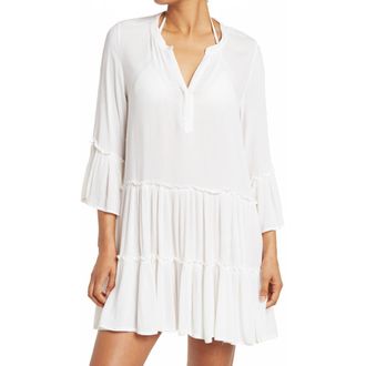 Elan A-Line Tiered Mini Dress in White at Nordstrom Rack, Size X-Large