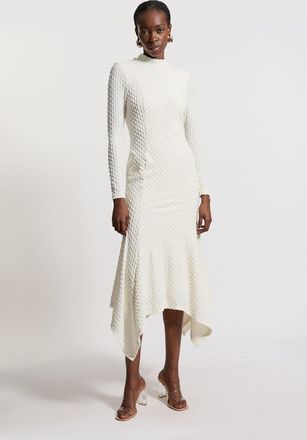 Karen Millen Petite Maxi Textured Jersey Waterfall Dress