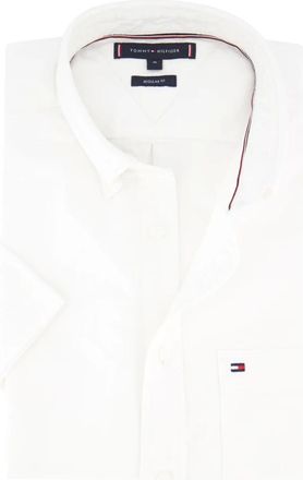 Tommy Hilfiger Overhemden, Heren, Wit, S, Casual korte mouw wit overhemd