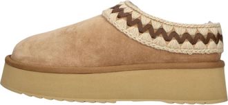 Mou Platform Clog Suede Leather ST - Dames - Pantoffels - Beige - 39 EU - Wol - Schoenen