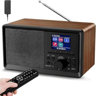 OEM Radio Dab Con Mando A Distancia - Radio Dab Plus Con Bluetooth, Dab+/fm - Retro - Madera - Radio Digital De Cocina - Radio Despertador Con Alarma Dual