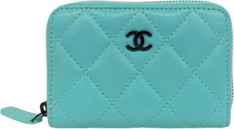 Chanel Green Leather Coin Purse/Coin Case (Pre-Owned)