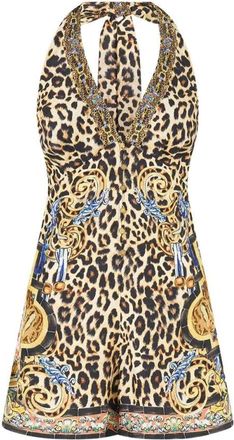 Camilla Mono corto con cuello halter y botones estilo Sevillano - Jumpsuits & Playsuits - Mujer - Multicolor - S