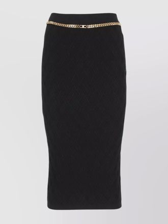 Elisabetta Franchi midi skirt with textured pattern and chain