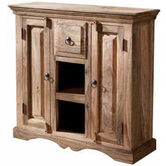 Massivmoebel24 Credenza in legno di Sheesham / palissandro 87x32x85 grigio scuro oliato leeds 45