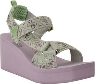 Guess Dawsin 4 Platform Wedge Sandal in Light Green at Nordstrom, Size 10