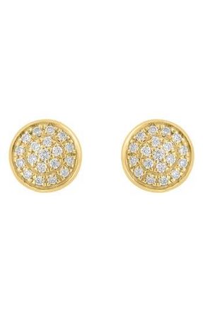 Effy Diamond Pav&eacute; Button Stud Earrings in Silver/18K Gold/Diamond at Nordstrom Rack