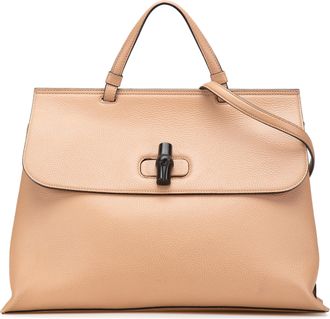 Gucci Pre-owned Womens Bamboo Top Handle Bag Leather - Peach - One Size