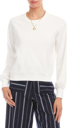 Karen Kane Long Sleeve French Terry Top in White at Nordstrom, Size X-Large