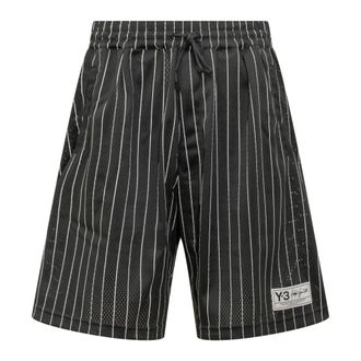Yohji Yamamoto Casual Shorts, male, Black, Size: S Mesh Pinstripe Shorts