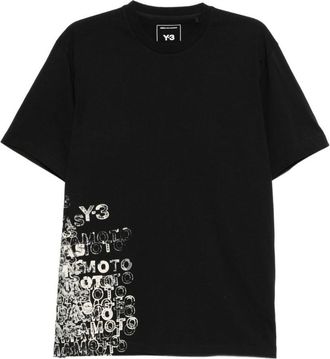 Yohji Yamamoto Black T-Shirt In Cotton With White Print