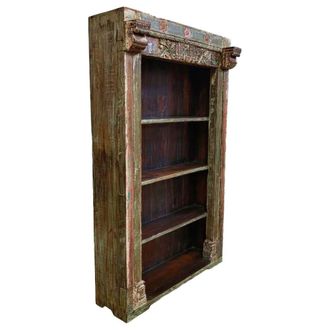 Wanderlust Deco Estanter&iacute;a librer&iacute;a de madera acabado artesanal marr&oacute;n 134x49x220h cm