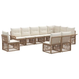 vidaXL Conjunto De Sof&aacute;s De Jard&iacute;n 10 Pcs Beige Rat&aacute;n Sint&eacute;tico Vidaxl