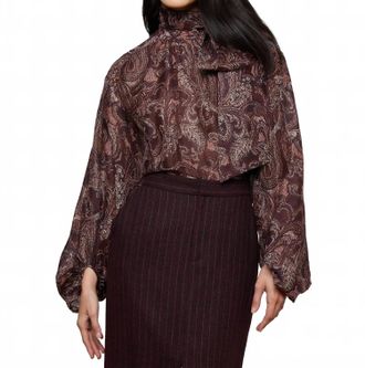 L'agence Rhett Oversized Blouse In Brown Etched Paisley