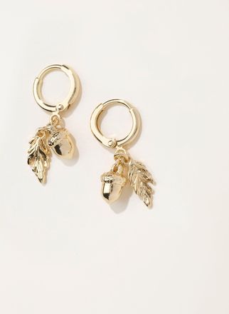 Fat Face FatFace Acorn Leaf Earrings in Gold Tone