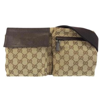 Gucci Pre-owned Belt Bags, male, Brown, Size: ONE SIZE Pre-owned GG Canvas Leather Waist Bag