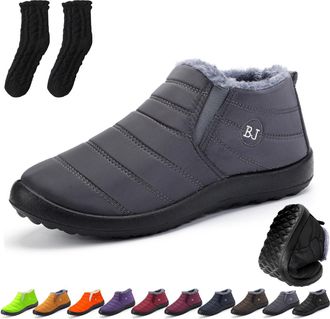 Generic Comfortable Orthopedic Winter Boots, Waterproof Non-Slip and Lightweight Snow Boots with Fur Food for Women Men (Grau,10.5)