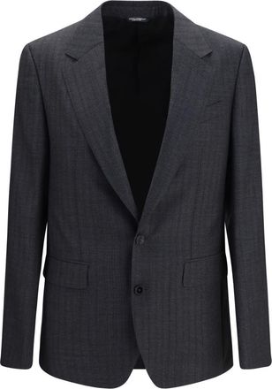 Dolce & Gabbana Dark Grey Notched Lapel Blazer