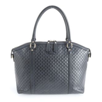 Gucci Guccissima Black Leather Handbag Tote Bag (Pre-Owned)