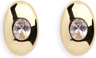 Argento Vivo Dome Oval Cubic Zirconia Stud Earring in Gold at Nordstrom