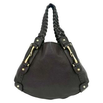 Gucci Pre-owned Shoulder Bags, unisex, Brown, Size: ONE SIZE Pre-owned Woven Perforated Leather Tote Bag