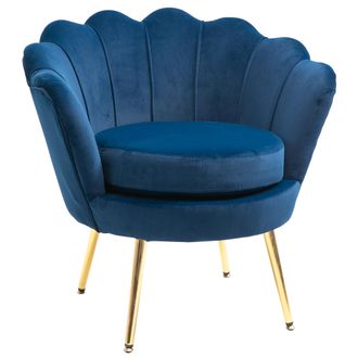 HOMCOM Poltroncina Da Camera In Velluto Blu Poltrona Vintage Di Design - Homcom