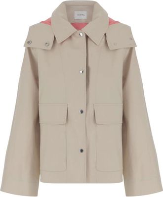 Yves Salomon Cotton Hooded Jacket - Dames - Zomerjassen - Beige - XS - Katoen - Jassen