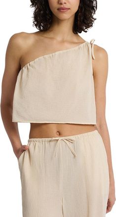 Onia Crinkle Gauze One-Shoulder Top