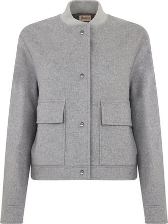 Herno Bomber met zakken - Dames - Bomber jackets - Grijs - XS - Wol - Jassen