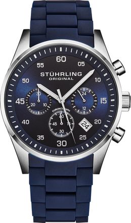 St&uuml;hrling Velocity 4076 Mens Quartz 43mm - Blue Stainless Steel - One Size