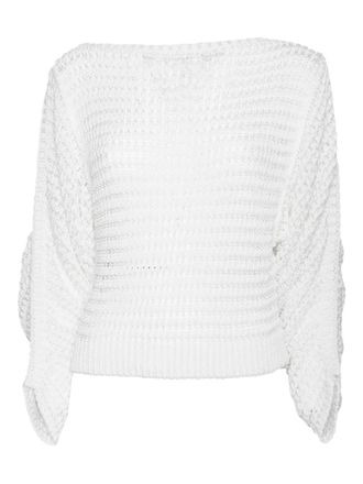 Alberta Ferretti draped boat-neck sweater - White