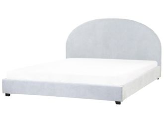 Beliani Cama matrimonial de tejido azul 180x200