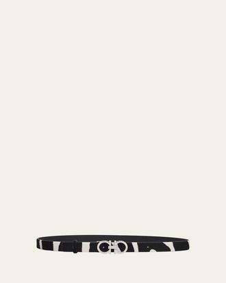 Ferragamo Donna Pony Hair Double Gancini Belt