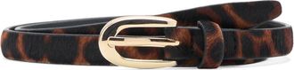 Mango Leopard Print Calf Hair Belt in Brown at Nordstrom, Size Medium