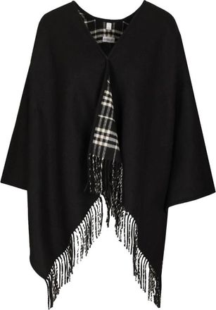 Burberry Omkeerbare Wol Kaap - Dames - Ponchos - Zwart - ONE Size - Wol - Jassen