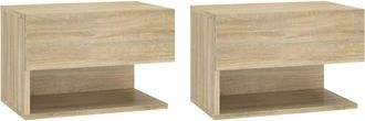 vidaXL Mesita De Noche De Pared 2 Unidades Color Roble Sonoma Vidaxl