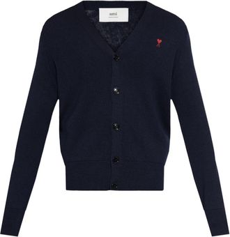 Ami Ami de Coeur Cardigan - Heren - Vesten - Blauw - L - Wol - Truien & Vesten