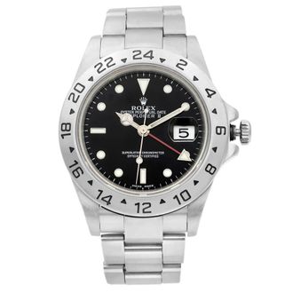 Rolex Pre-owned Rolex Explorer II GMT Automatic Chronometer Black Dial Mens Watch 16570 BKSO