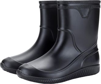 Generic Deck Shoes for Women Waterproof Garden Shoes Breathable Rubber Mud Boots Slip-on Rain Boots for Outdoor Fishing Walking Gardening Walking (Black, 6.5)