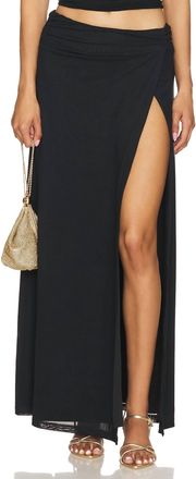 Runaway The Label Farley Low Rise High Side Maxi Skirt In Black
