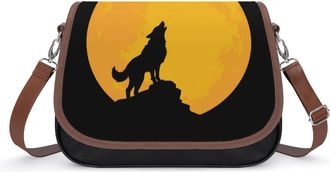 Generic Howling Wolf Crossbody Bags for Women Shoulder Messenger Bag Purse Handbags