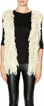Elan Womens Shaggy Vest In Beige