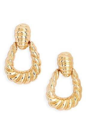 Nordstrom Rack Ribbed Doorknocker Stud Earrings in Gold at Nordstrom Rack